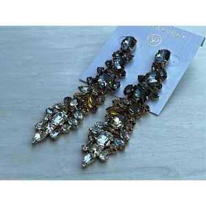 Stella & Ruby Dynasty Earrings Rhinestone Pierced Gold Statement Drop Dangle